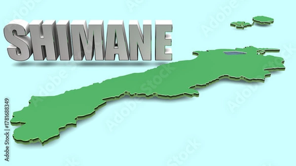 Obraz 島根県マップとテキスト素材（背景：水色）