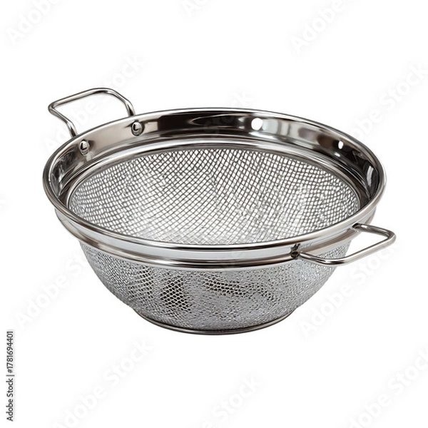 Fototapeta Stainless steel strainer with mesh isolated on transparent background