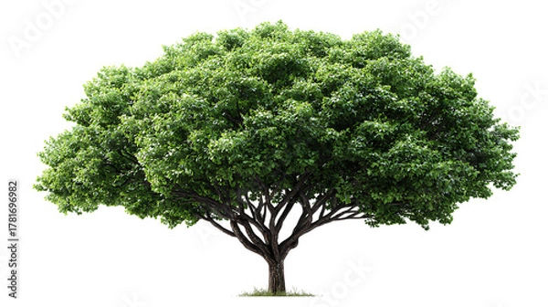 Obraz Lush green tree isolated on transparent background, symbolizing nature and growth