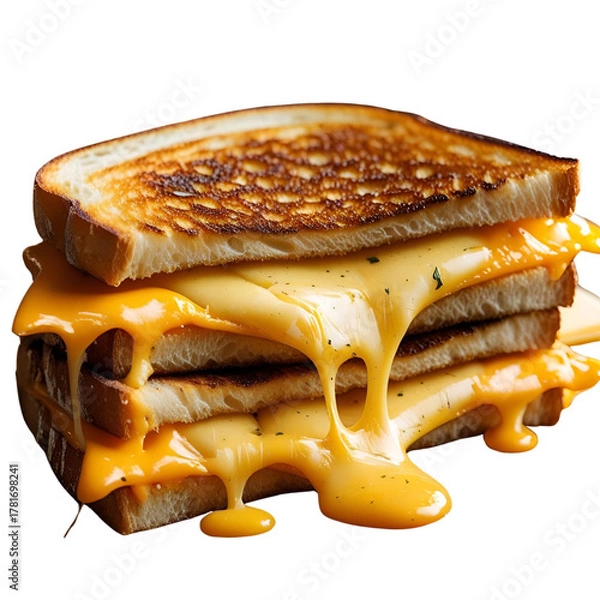 Obraz Stacked grilled cheese sandwich with melted cheddar