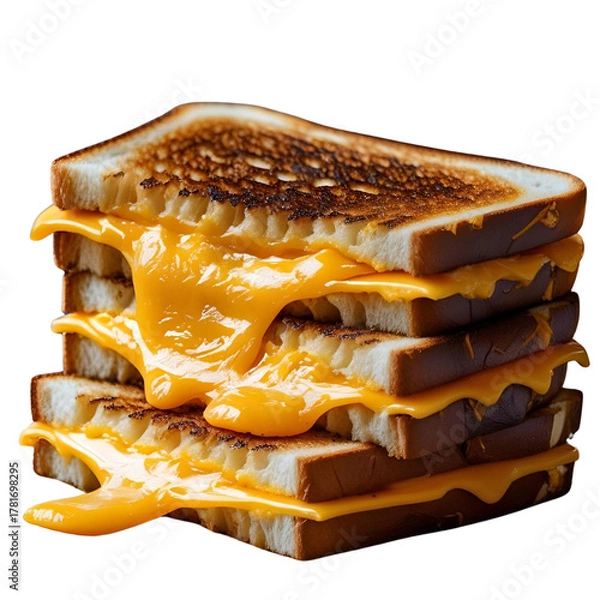 Obraz Stacked grilled cheese sandwich with melted cheddar