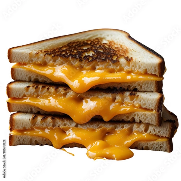Obraz Stacked grilled cheese sandwich with melted cheddar