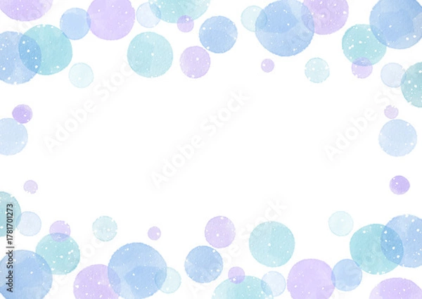 Fototapeta 水彩の丸が並ぶ冬の背景イラスト