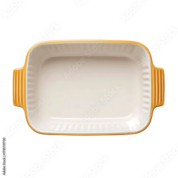 Fototapeta Yellow rectangular baking dish isolated on transparent background, a versatile kitchen tool