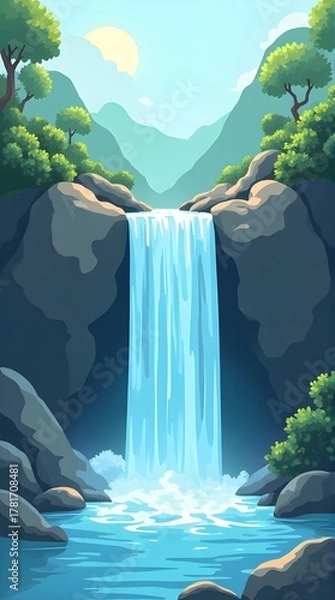 Obraz art waterfall in the forest