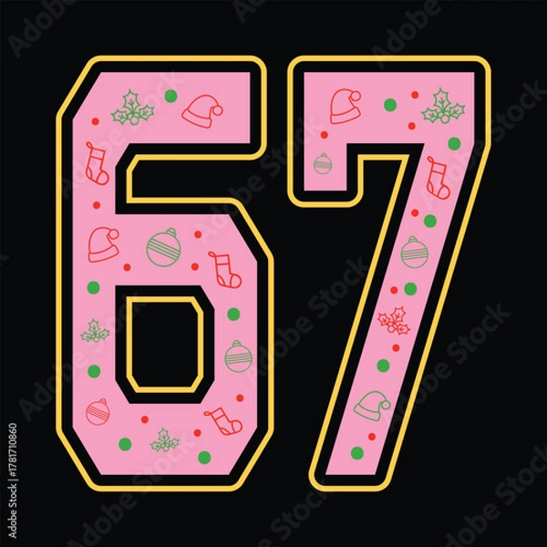 Fototapeta Six Seven  Christmas 67 Six Seven Cookies Santa T-Shirt Design