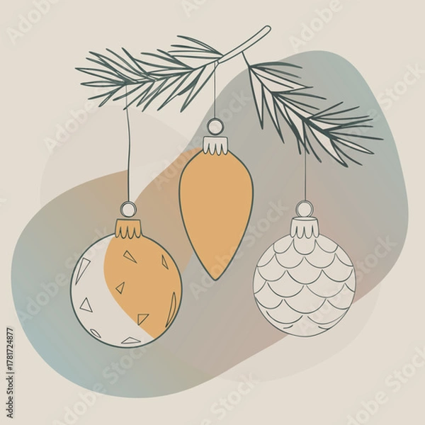 Fototapeta Color Blobs Style Christmas Design Clean Vector Artwork