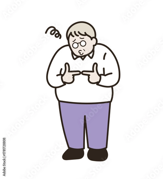 Fototapeta いじける中年男性のイラスト