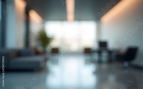 Obraz Abstract blurred office hall interior room. Blurry corridor in working space with defocused effect. Use for background or backdrop in business concept. High quality