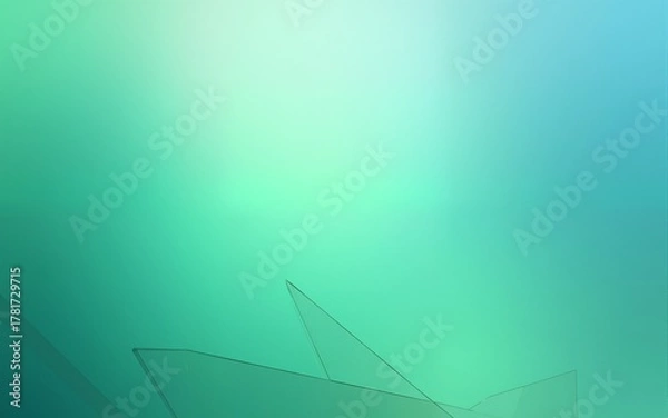 Obraz Modern gradient poster background vector set. Minimalist cover template with green and blue perspective geometric prism shapes in motion. Ideal design for social media, banner, spring season card.
