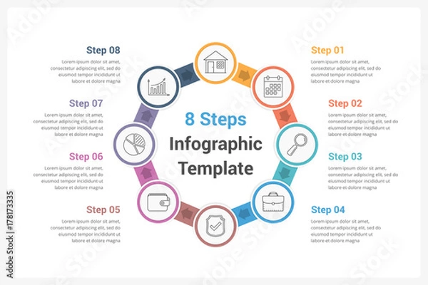 Fototapeta Circle Diagram with Eight Elements