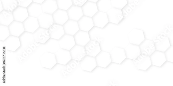 Obraz Abstract white hexagon background, Seamless pattern with hexagon, Futuristic abstract honeycomb mosaic white background. white hexagon design concept with geometric background.