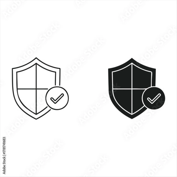 Obraz shiny silver security shield icon illustration
