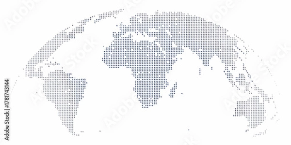 Obraz Abstract dotted world map globe representation with fading dots on white background