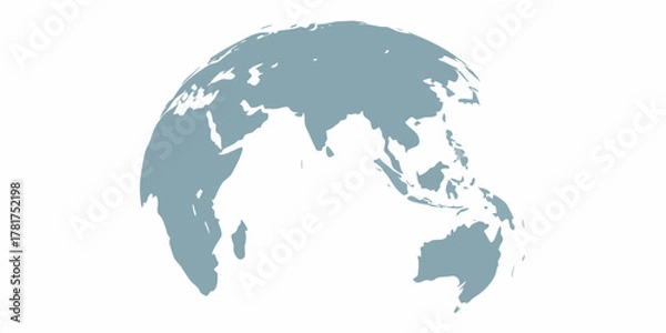 Fototapeta Stylized globe showing asia australia and the indian ocean on a white background