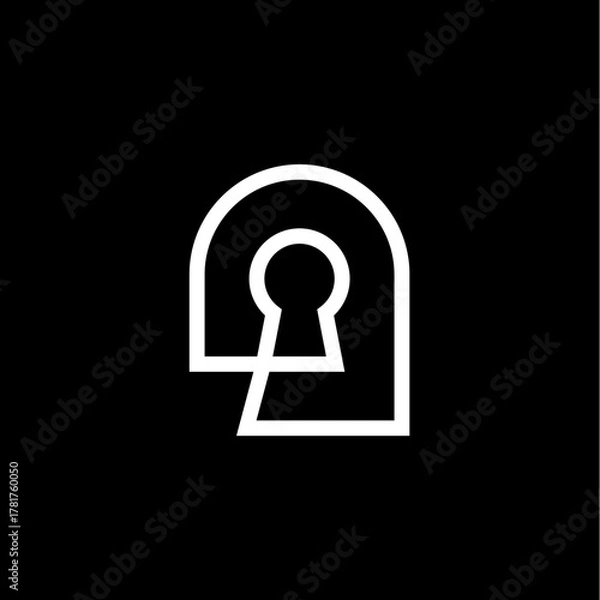 Obraz key hole niche door window arch logo vector icon illustration