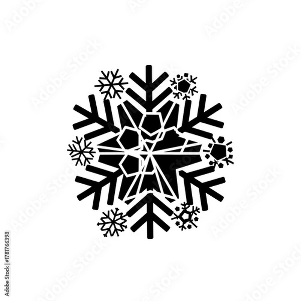 Fototapeta Elegant snowflake design with intricate geometric patterns and delicate frosty details, perfect for winter themes and holiday celebrations