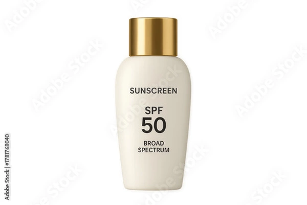 Fototapeta Sunscreen bottle with spf 50 broad spectrum protection