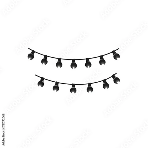 Fototapeta Festive glowing string lights create a warm ambiance perfect for holiday parties or romantic evening celebrations adding a touch of magic