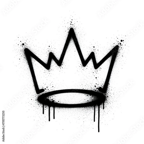 Fototapeta Illustration of graffiti style black crown spray paint isolated on white background