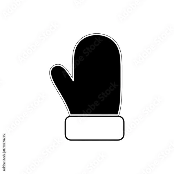 Fototapeta Minimalist outline of a warm winter mitten, perfect for cozy designs and seasonal projects, offering a clean and versatile graphic element.