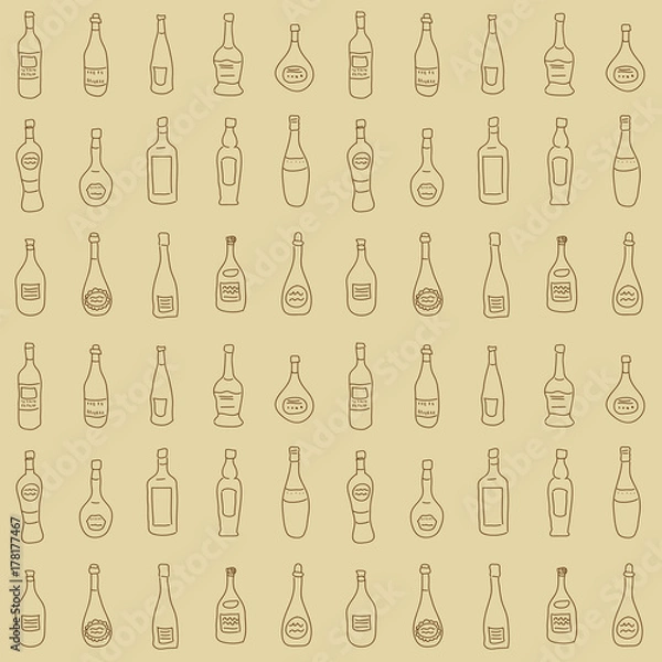 Fototapeta Seamless texture with a set of decorative bottles