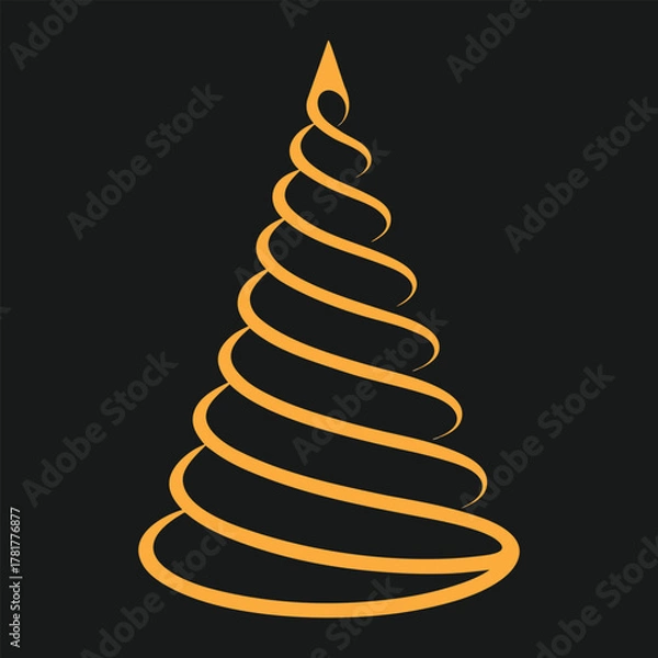 Fototapeta vector art of abstract christmas tree on black