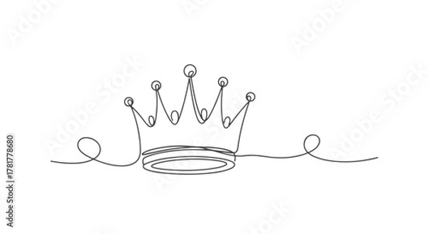 Obraz A single continuous line drawing of a crown, representing royalty and power with a minimalist artistic style