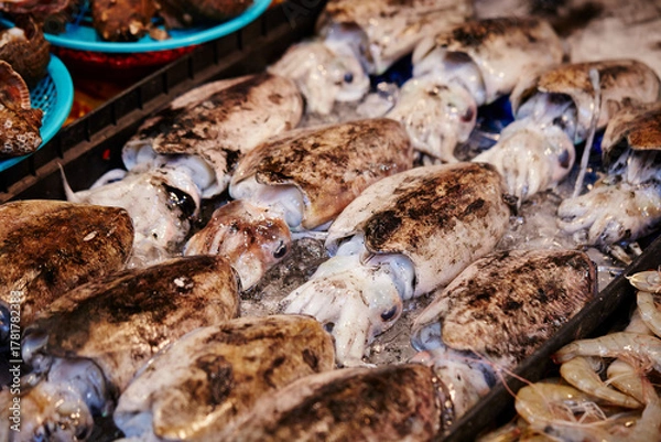 Fototapeta Cuttlefish at the traditional market