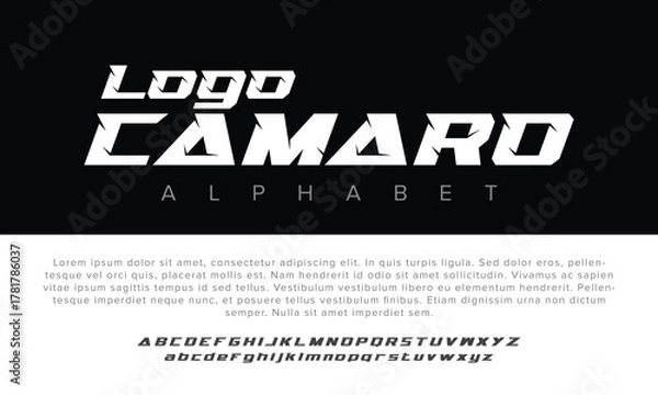 Fototapeta Camaro alphabet letters font for logo