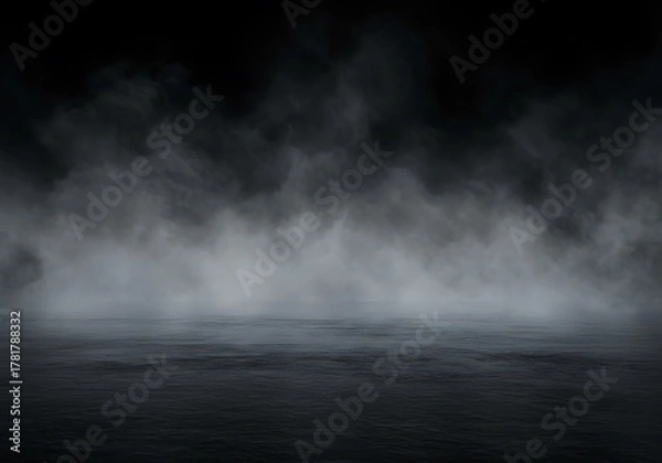 Obraz Fog and Smoke on Dark Wooden Table | Spooky Misty Halloween Background for Horror and Mystery Scenes