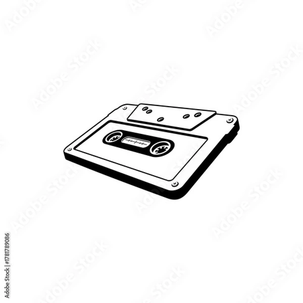 Fototapeta Old cassette simple on white background 