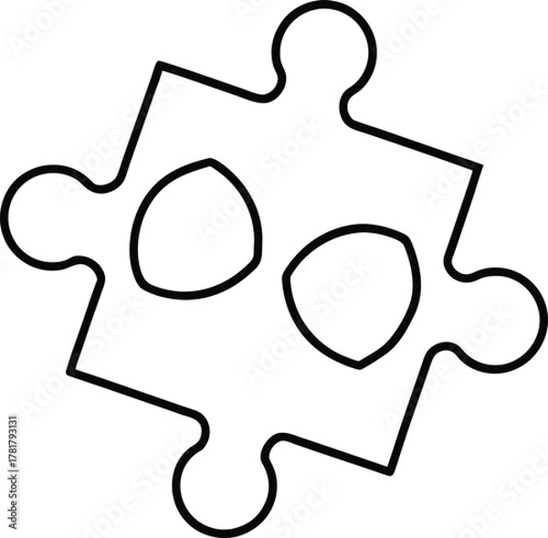 Fototapeta Puzzle pieces line art transparent background