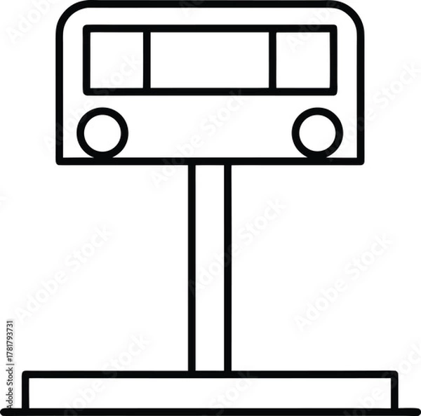Fototapeta School bus stop sign line art transparent background