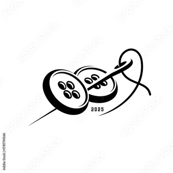 Obraz button and sewing needle designs, handmade workshop logo