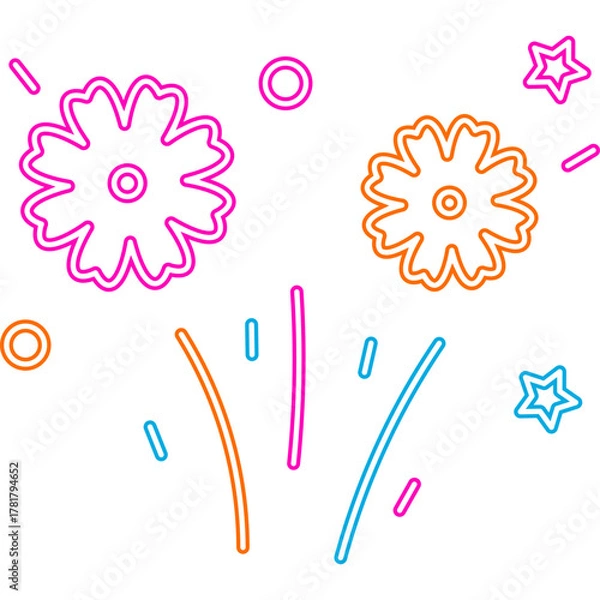 Fototapeta Neon Flower Doodle Decoration
