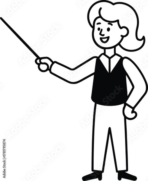 Obraz Teacher hand pointer line art transparent background