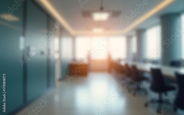 Obraz Abstract blurred office hall interior and meeting room. Blurry corridor in working space with defocused effect. Use for background or backdrop in business concept. High quality