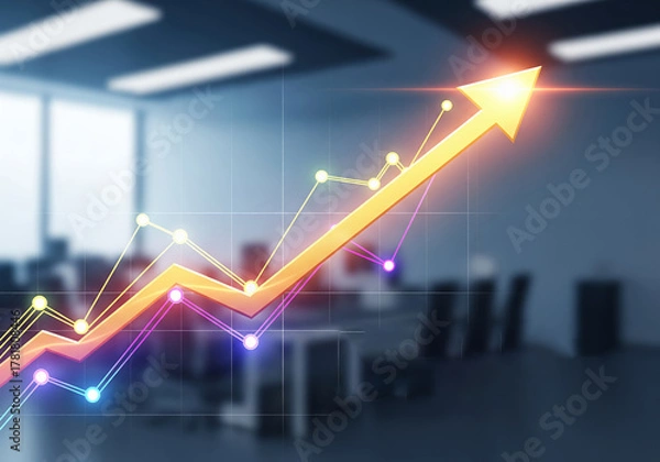 Obraz business graph with arrow The Graph of Success	
