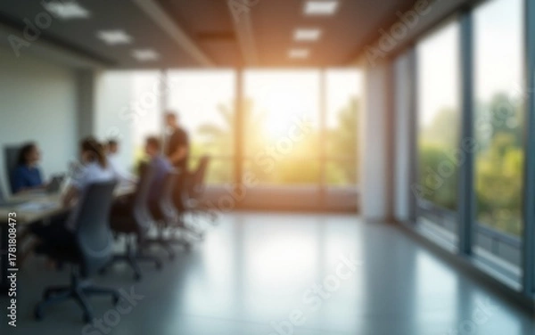 Obraz Beautiful blurred background of a light modern office. High quality