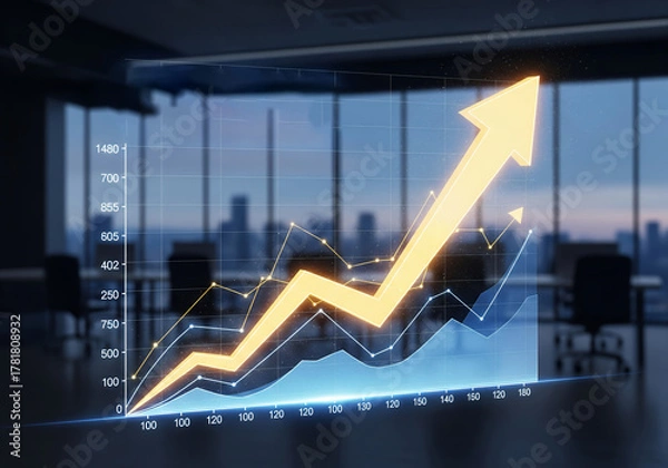 Obraz business graph with arrow The Graph of Success	
