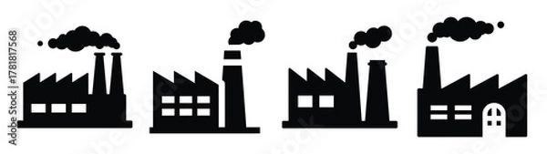 Obraz factory minimal flat icon set, black color and white background