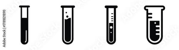 Fototapeta test tube minimal icon set, black color and white background