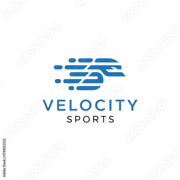 Fototapeta Velocity Sports logo design with a dynamic blue letter S symbolizing speed and motion.