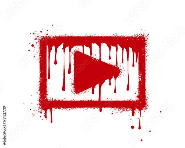 Fototapeta Spray painted graffiti Play button icon. Play button drip symbol. isolated on white background. vector illustration