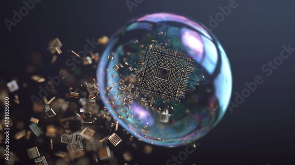 Fototapeta AI Economic Bubble Bursting Concept