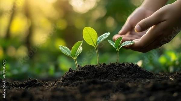 Fototapeta Environmental conservation technology and approaching global sustainable ESG by clean energy and power from renewable natural resources