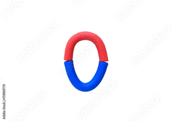 Fototapeta Colorful Alphabet " O " made from Plasticine (Clay) isolated on white background.