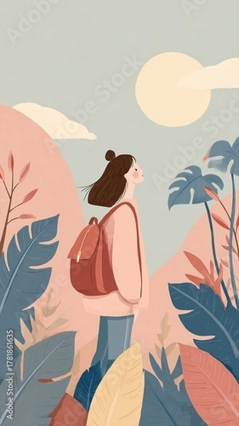 Fototapeta Seamless bird pattern vector illustration for a woman's summer fashion bikini design with flowers