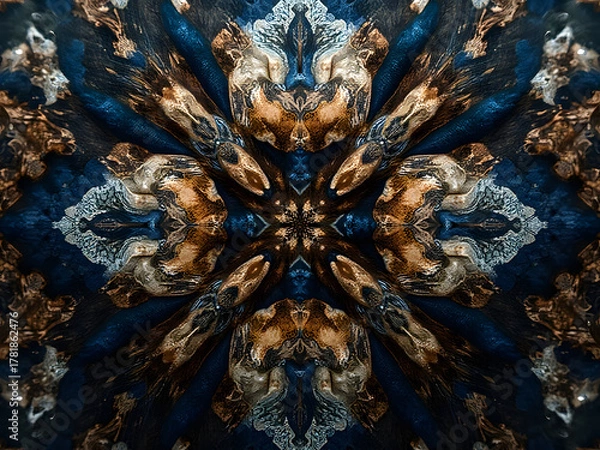 Fototapeta Overhead Macro Photograph of Symmetrical Modern Textile Mosaic Pattern